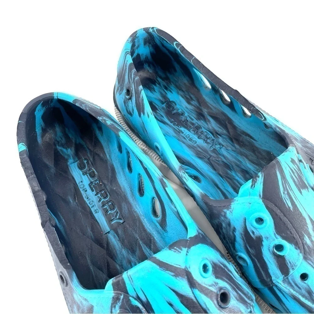 SPERRY Top Side Float Boat Rubber Shoe Marbled Blue Print